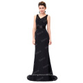 Starzz Floor-Length Sleeveless V-Neck Black Lace Formal Evening Dress ST000083-1